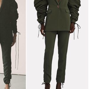 Dramatic shoulder pantsuit